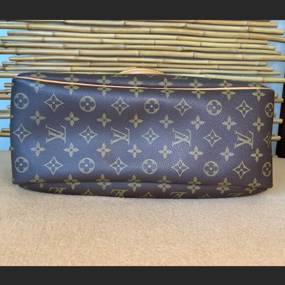 Louis Vuitton LV Logo Deauville HandBag Monogram Leather Brown Tote Purse EUC - Picture 12 of 15
